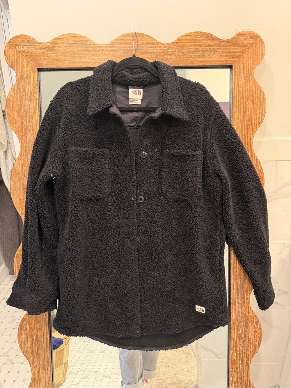 The North Face Black Sherpa Button-Front Shacket